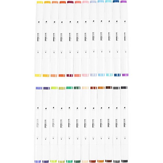 Illustrationspennor, linje 1+8 mm, komplementfärger, 24 st / 1 frp.