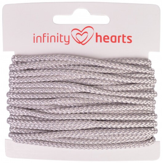 Infinity Hearts Anoraksnöre Polyester 3mm 02 Grå - 5m