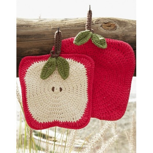 Sweet Apples by DROPS Design - Grytlappar Virkmönster