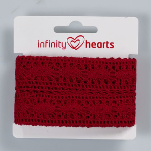 Infinity Hearts Spetsband Polyester 25mm 10 Vinröd - 5m