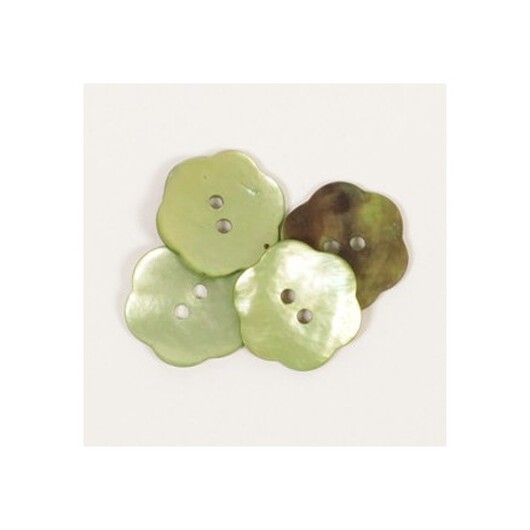 Drops Pärlemorknapp Blomma Grön 20mm 601 - 1 st.