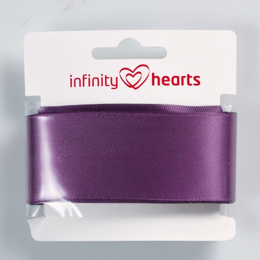 Infinity Hearts Satinband Dubbelsidigt 38mm 473 Mörklila - 5m