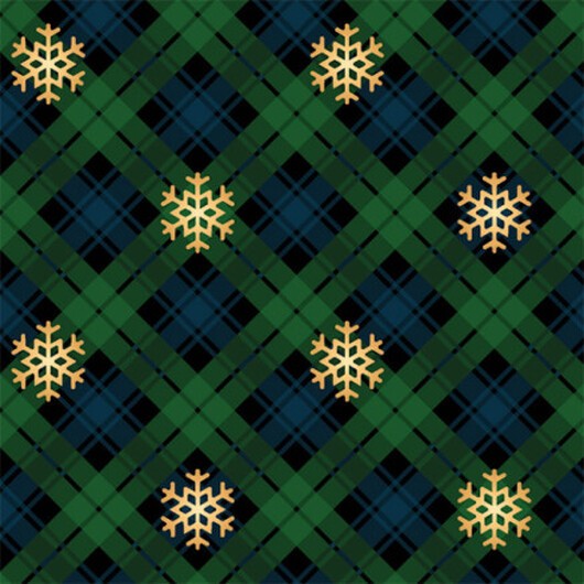 Flanelltyg 147cm 025 - Grönt med rutor och snöflingor