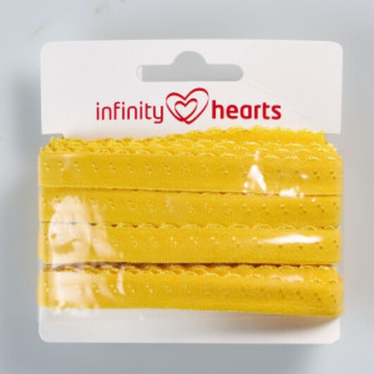 Infinity Hearts vikbar resår Blond 22/11mm 645 Gul - 5m