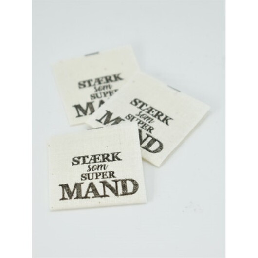 Etikett "Stark som Stålmannen" Vit -5 st.