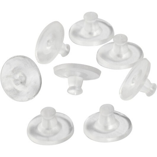 Lås för öronstift, diam. 10 mm, transparent, 10 par/1 frp.