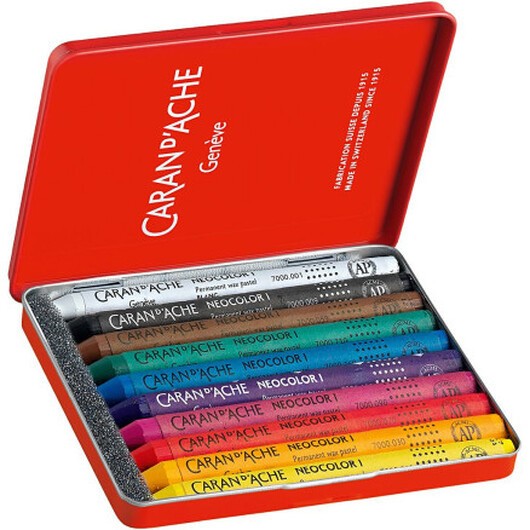 CARAN D'ACHE Neocolor I, L: 10 cm, tjocklek 8,5 mm, mixade färger, 10 st./ 1 förp.
