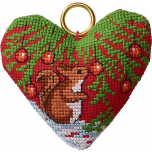 Permin Broderikit Ekorre i hjärta 9x8cm