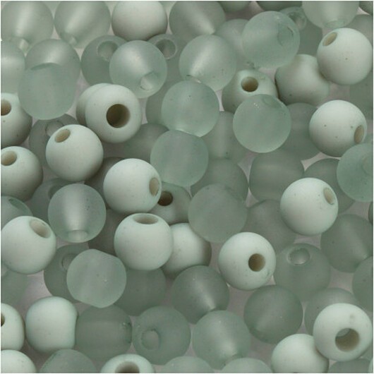 Plastpärlor, diam. 6 mm, hålstorlek 2 mm, ljus grön, 40g/ 1 frp.