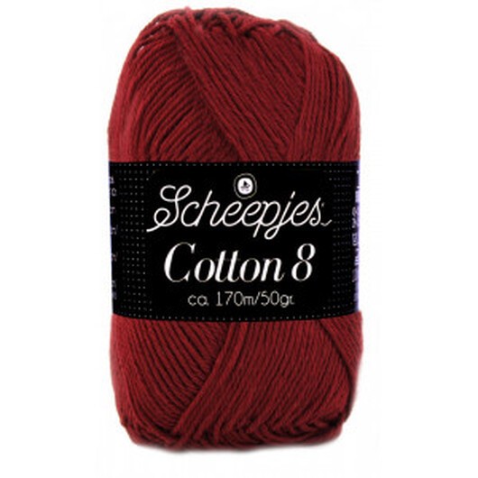 Scheepjes Cotton 8 Garn Unicolor 717 Mörkröd