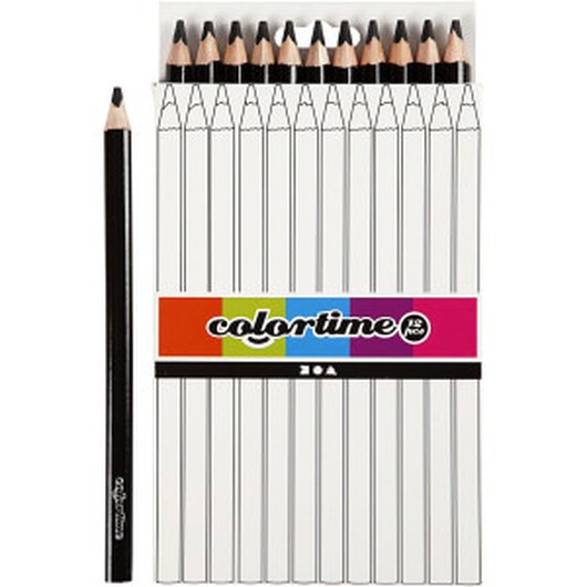 Colortime Färgpennor, L: 17,45 cm, kärna 5 mm, JUMBO, svart, 12 st./ 1 förp.