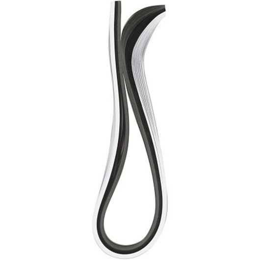 Quillingpapper, L: 78 cm, B: 5 mm, 120 g, svart, grå, vit, 100 st / 1 frp.