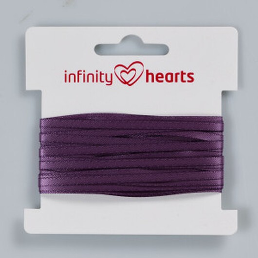 Infinity Hearts Satinband Dubbelsidigt 3mm 473 Mörklila - 5m