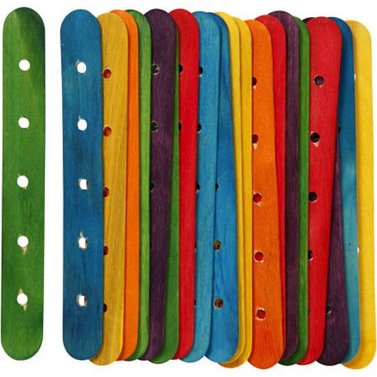 Konstruktionspinnar, L: 15 cm, B: 1,8 cm, Hålstl. 4 mm, mixade färger, 20 mix./ 1 förp.