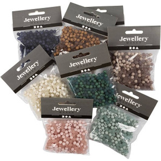 Plastpärlor, Dia. 6 mm, Hålstl. 1,5 mm, Innehållet kan variera , mixade färger, 8x40 g/ 1 förp.
