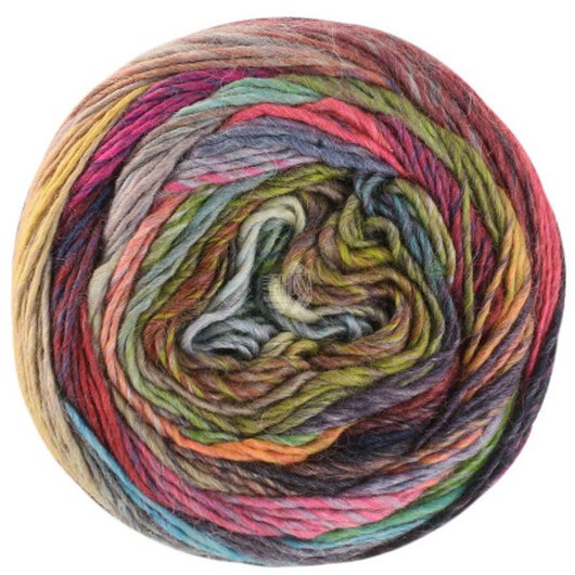 Lana Grossa Colorissimo Garn 217 Lime/Olive/Grå/Ljusröd/Mörkgrön