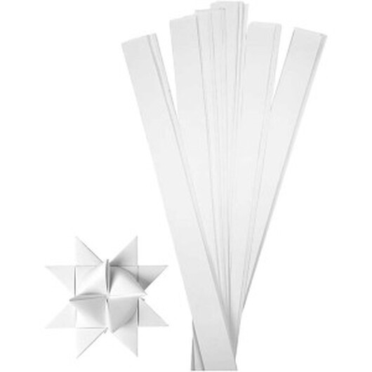 Stjärnstrimlor, L: 73 cm, B: 25 mm, Dia. 11,5 cm, vit, 100 strimlor/ 1 förp.