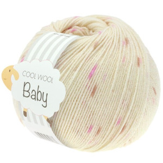 Lana Grossa Cool Wool Baby Garn Print 353 Naturvit/Syren/Rosa/Bär