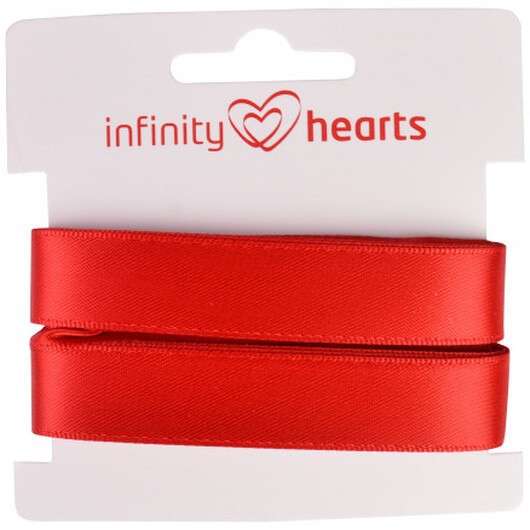 Infinity Hearts Satinband Dubbelsidig 15mm 250 Röd - 5m