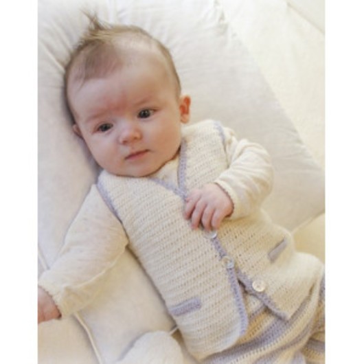 Heartthrob Väst by DROPS Design - Baby Väst Virk-mönster strl. 1/3 mdr - 3/4 år