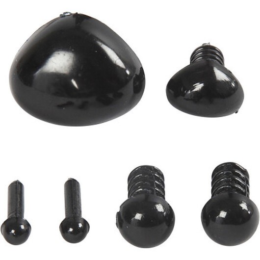 Ãgon och nosar för modellering, Dia. 3+6 mm, stl. 8x6+14x11 mm, svart, 20 set/ 1 förp.
