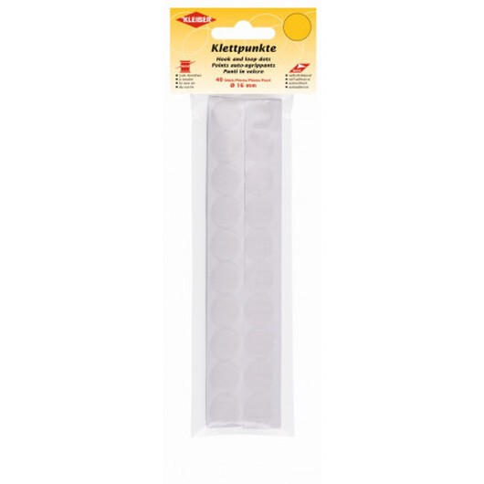 Kleiber Självhäftande Kardborreband Dots Vit Ø16mm - 40 st