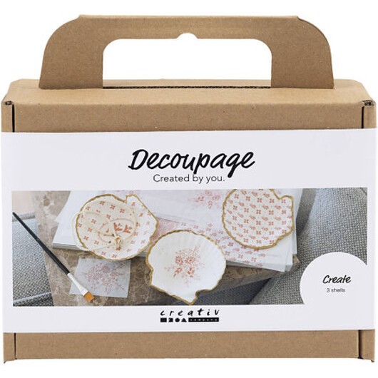 Mini DIY Kit Decoupage, Snäckskal, mjukt rosa, 1 frp.
