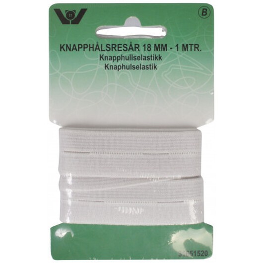 Knapphålsresår Vit 18mm 1m