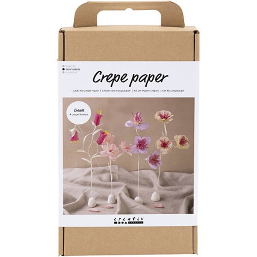 DIY Kit Crepepapper, Blomma, pastellfärger, 1 frp.