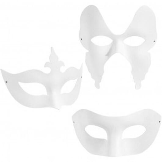 Masker, vit, H: 10-20 cm, B: 18-20 cm, 4 st./ 3 förp.