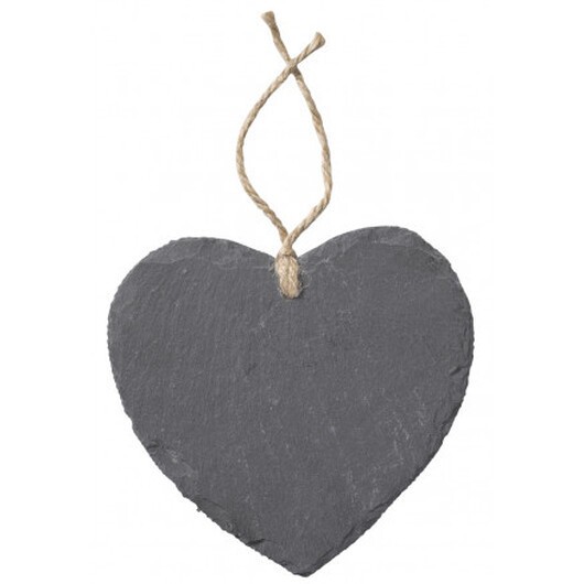 Skifferplatta i Snöre Hjärta 15x14cm