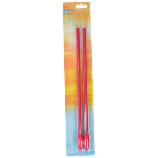 The Knit Lite Stickor / Jumperstickor med LED ljus 36cm 9,00mm / 14in US13 Mörkröd