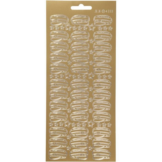 Stickers, hatt, ark 10x23 cm, guld, 1 ark