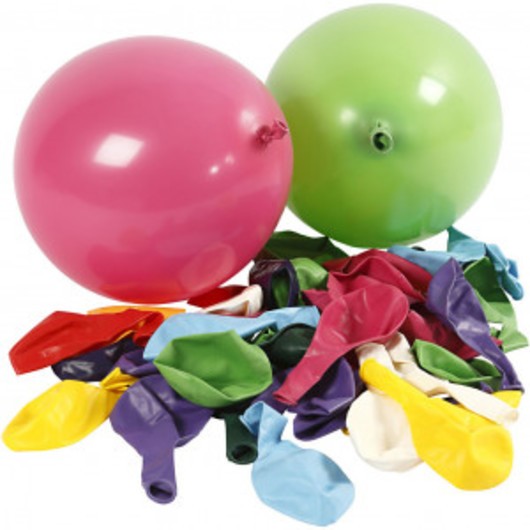 Ballonger, dia. 23 cm, runda, 100 st., mixade färger