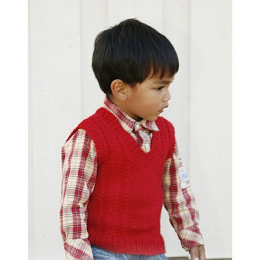 Justus by DROPS Design - Väst Stick-mönster str. 3/4 -11/12 år
