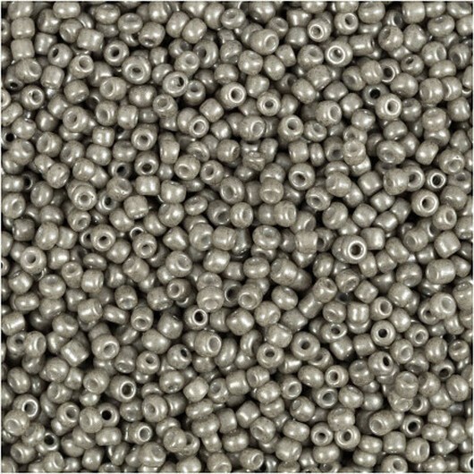 Rocai-pärlor, diam. 1,7 mm, storlek 15/0, hålstorlek 0,5-0,8 mm, ljusgrå, 25g/ 1 frp.