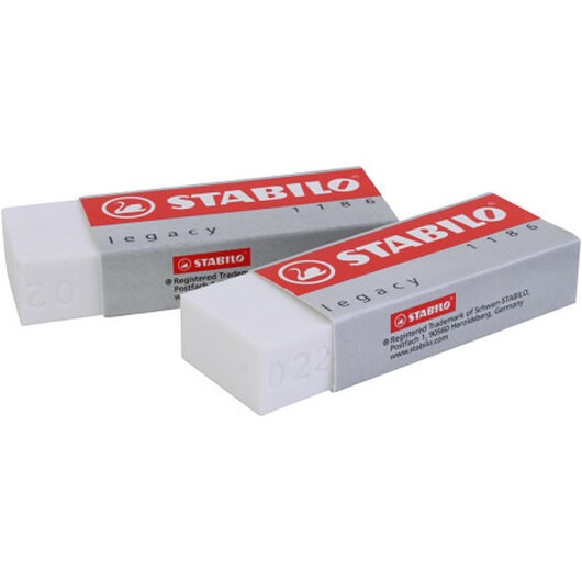 Stabilo Eraser, H: 1 cm, L: 6,3 cm, B: 2,3 cm, vit, 20 st / 1 pk.