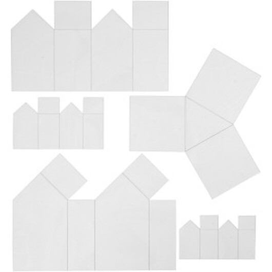 Gjutformar, hus och trekant, H: 6-14,5 cm, tjocklek 0,5 mm, transparent, 5 st./ 1 förp.