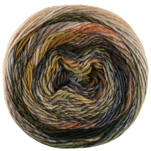 Lana Grossa Colorissimo Garn 215 Brun/Silver/Ljus Grå/Ljus Beige/Blå/Förstegrön