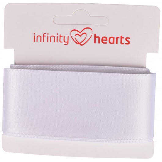 Infinity Hearts Satinband Dubbelsidig 38mm 029 Vit - 5m