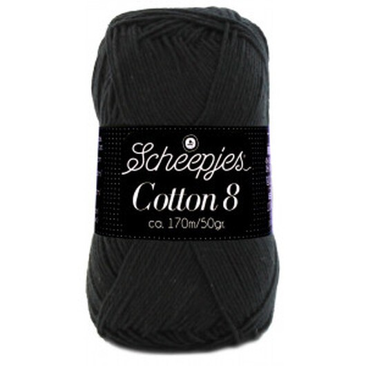 Scheepjes Cotton 8 Garn Unicolor 515 Svart