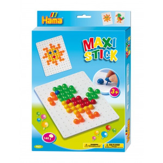 Hama Maxi Stick Ask 9667 med 140 Maxi Sticks & Fyrkantig Hålplatta