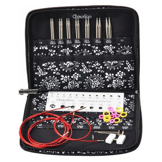 ChiaoGoo Lace Twist Small Utbytbara Ändstickor i rostfritt kirurgiskt stål 60-80-100 cm 2,75-5 mm 7 storlekar