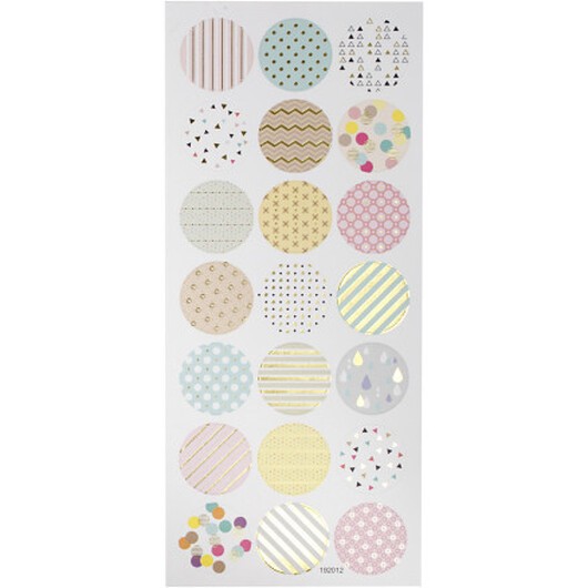 Stickers, pastell, ark 10x23 cm, ca. 21 st., 1 ark