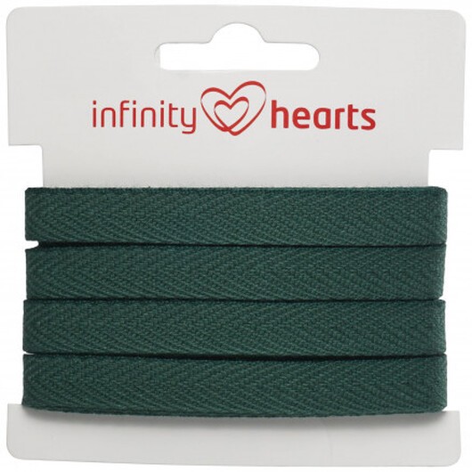 Infinity Hearts Bomullsband Fiskbensvävt 10mm 14 Buteljgrön - 5m