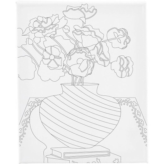 Canvas / Målarduk med tryck, Bukett i vas, D: 1,6 cm, storlek 24x30 cm, 360 g, 1 st.