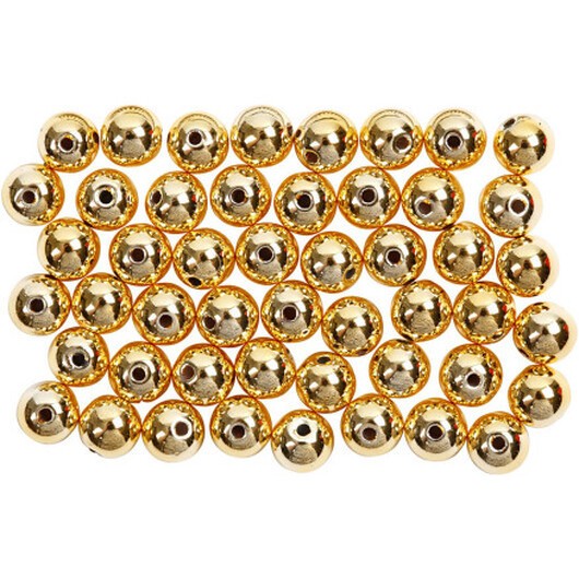 Vaxpärlor, diam. 5 mm, hålstorlek 0,7 mm, guld, 100 st / 1 frp.