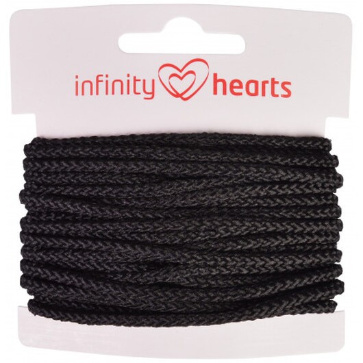 Infinity Hearts Anoraksnöre Polyester 3mm 10 Svart - 5m