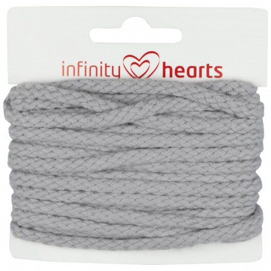 Infinity Hearts Anoraksnöre Bomull rund 5mm 920 Ljus Grå - 5m