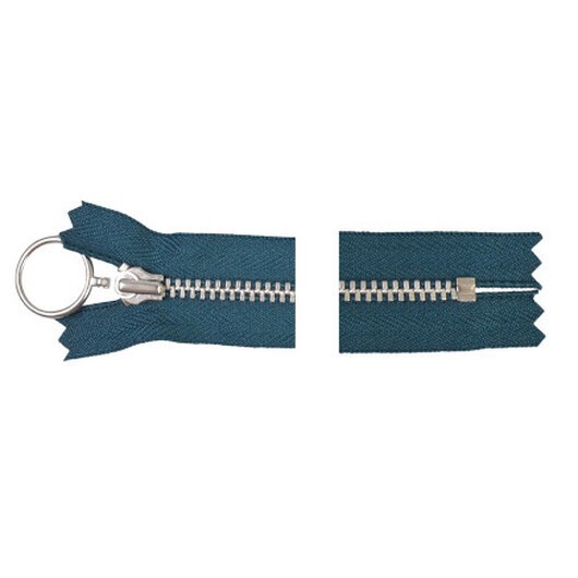 YKK Dragkedja/Blixtlås Aluminium Fast m/Ring 20cm 4mm Petrol